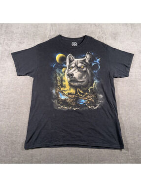 DOM Black Wolf Graphic T-Shirt Size L